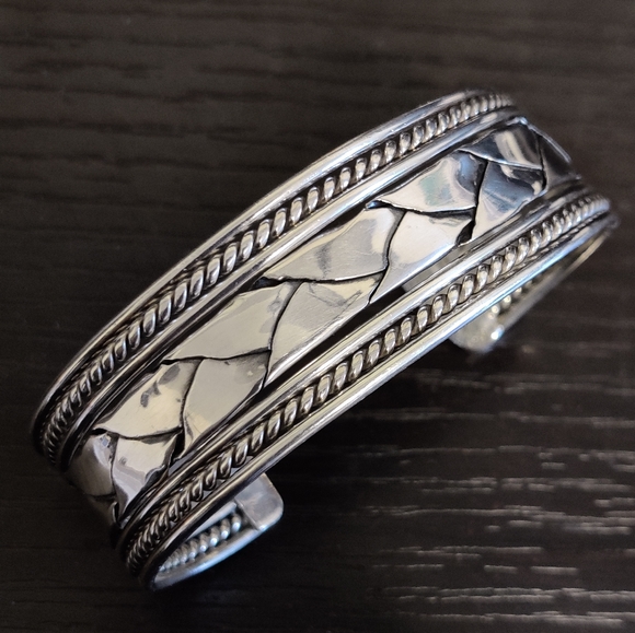 Massive Sterling Silver Braided Cuff Bracelet - Picture 3 of 16